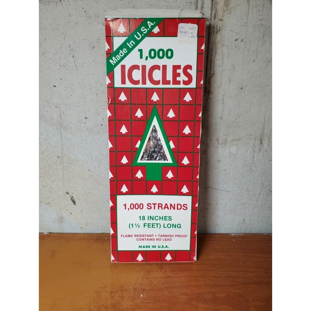 Vtg Christmas Tree Icicles Tinsel 1000 Strands Box Silver USA  Rauch‎ Industries